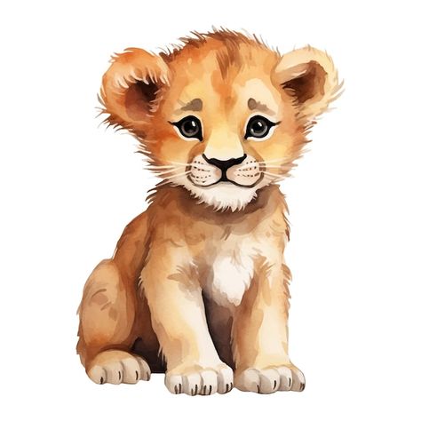 Watercolor baby lion vector illustration... | Premium Vector #Freepik #vector #art #graphic #print #greeting Baby Lion Drawing, Lion Illustration Art, Lion Vector Illustration, Lion Face Drawing, Lion Watercolor, Lion Clipart, Lion Graphic, Lion Vector, Lion Birthday