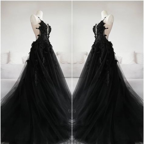 ASKASU on Instagram: “Thistle Shell Gown” Bridal Gown Plus Size, Long Bridal Gown, Gothic Wedding Dress, Tulle Evening Dress, Gown Plus Size, Wedding Dresses 2020, Black Prom, فستان سهرة, Black Tulle