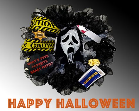 Scream Wreath, Biomes Project, Scream Series, Horror Crafts, Scream Halloween, Diy Halloween Wreath, Easy Halloween Decorations, The Scream, Classic Horror Movies