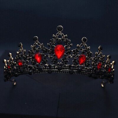 Red And Silver Crown, Black And Red Gothic Wedding Theme, Sweet 16 Decorations Red And Black, Red And Black Sweet 16 Dresses, Black And Red Accessories, Red And Black Tiara, Red Black And Gold Wedding Theme, Dark Red Crown, Black And Red Wedding Decorations