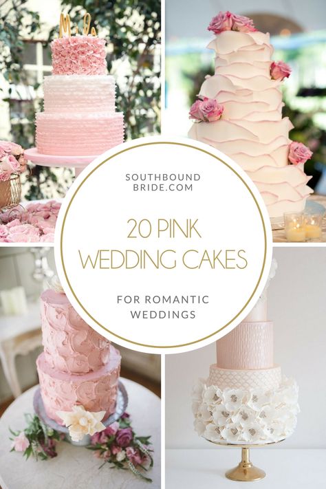 20 Pink Wedding Cakes | SouthBound Bride Beautiful Pink Cake, Pink And White Cake Designs, Light Pink Wedding Cake, Pale Pink Wedding Cake, Cake Designs Elegant, Pink Wedding Cake Ideas, White And Pink Wedding Cake, Pink And Gold Wedding Cake, Pink And White Wedding Cake