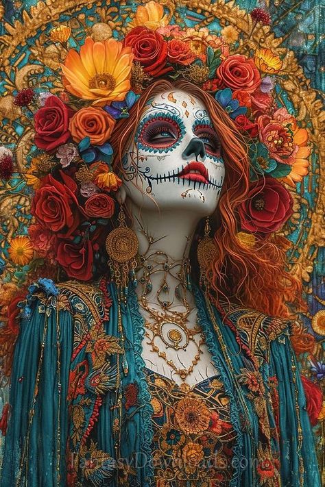 Dia de los Muertos (Day of the Dead) | Another beautiful find I want to share with everyone | Facebook Catrina Painting, Day Of The Dead Aesthetic, La Catrina Art, Skull Artwork Illustrations, Day Of The Dead Artwork, Day Of The Dead Skeleton, Day Of The Dead Girl, Dia De Los Muertos Decorations Ideas, Mexico Day Of The Dead