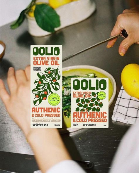 OOLIO 🫒 a premium Greek extra virgin olive oil sourced from the sun-drenched groves of Greece. Amazing design by @clairedesign.nz The use of vibrant colors has further enhanced the brand’s looks, and the illustrations complement the concept perfectly. Well done! 👏 Olive Oil Illustration, Olive Oil Branding, Oil Branding, Olive Oil Brands, Virgin Olive Oil, Well Done, Extra Virgin, Extra Virgin Olive Oil, Oil Pastel