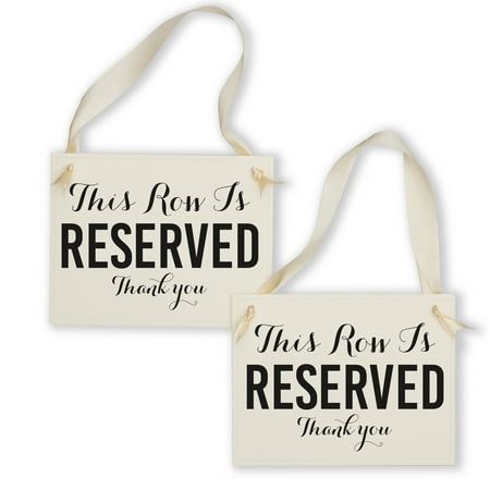 "This Row Is Reserved, Thank You". Our handcrafted reserved signs are one of our best sellers, and we are happy to now offer this set of two signs that can be hung on the aisle chairs to reserve the entire row. Perfect for weddings, graduations or other parties where you want to save the row for those special people on your guest list. Includes 2 (two) signs. Row Reserved Sign Wedding, Reserved Sign Wedding, Ceremony Aisle, Wedding Chair, Reserved Signs, Wedding Chairs, Guest List, Special People, Wedding Signs