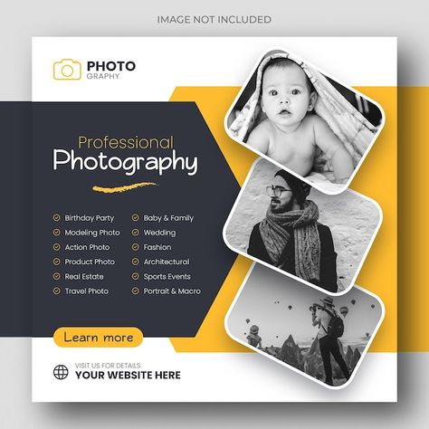 4 Image Layout, Poster Service Design, Poster Flyer Design, Photography Services Poster, Photography Advertising Poster, Photo Studio Banner Design, Creative Banner Design Ideas, Photography Banner Design, Services Social Media Post