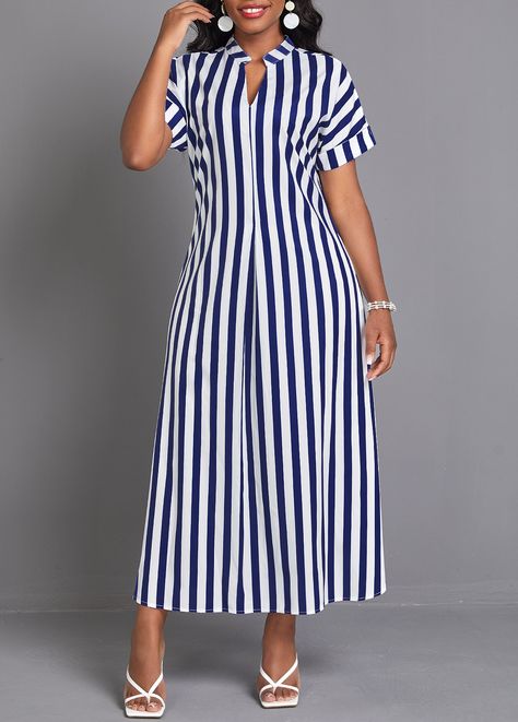 Maxi Shift Dress, Stripe Outfits, Striped Shirt Dress, Striped Maxi, Western Dresses, Sleeveless Maxi Dress, Classy Dress, Look Chic, Dress Patterns