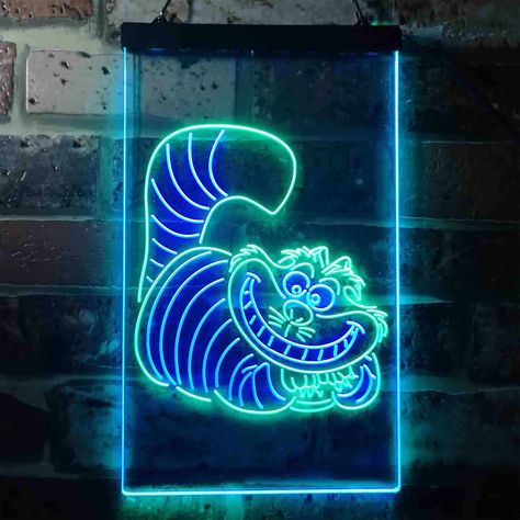 Neon Silhouette, The Cheshire Cat, Game Room Accessories, Future Room, Cat Alice In Wonderland, Engraved Sign, Alice In Wonderland Room, Home Bar Man Cave, Cheshire Cat Alice In Wonderland