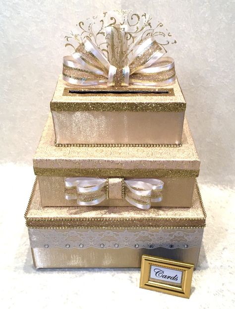 Shop my sale: 10% off. #etsy #allthebestcardboxes #wedding #gold #weddingvenue #weddingphotographer #weddingdj Quinceñera Ideas, Gold Card Box Wedding, Gold Card Box, Custom Card Box, Sweet 16 Candelabra, Champagne Gift, Mini Crown, Quinceanera Themes, Pen Pen