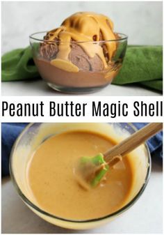 Take your ice cream to the next level with a drizzle of this 2 ingredient peanut butter magic shell. It is the perfect topping for your next sundae! Nut Desserts, Dipped Ice Cream Cones, Frozen Things, Ice Cream Sauce, Magic Shell, Nice Cream Recipe, Keto Sauces, Butter Brownies, Peanut Butter Sauce