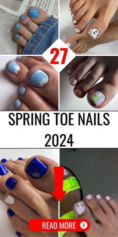 Spring Toe Nails, Trending Pedicure, Toe Art Designs, Pink Pedicure, Spring Pedicure, Pedicure Designs Toenails, Simple Spring Nails, Gel Pedicure, Pedicure Ideas