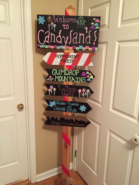 Candyland Sign – DIY Party & Crafts Candyland Sign, Candyland Birthday Party, Diy Party Crafts, Candy Themed Party, Lollipop Party, Candy Land Birthday Party, Wreath Candy, Candy Birthday Party, Christmas Float