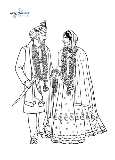 lineart sketch wedding Wedding Couple Line Art, Indian Bride Traditional, Couple Lineart, Mehndi Book, Couple Line Art, Couple Illustration Wedding, Shadi Card, Line Drawing Art, Wedding Drawing