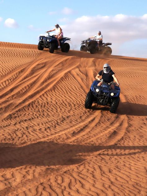 quad bike Dubai Sand Dunes Aesthetic, Desert Safari Aesthetic, Safari In Dubai, Dubai Ferrari World, Quad Bike Aesthetic, Quad Aesthetic, Dessert Safari Dubai, Dubai Quad Biking, Quad Bike Desert