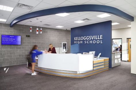 Highschool Front Office, High School Entrance Design, High School Front Office, High School Reception Design, School Administration Office Design, School Reception Design Waiting Area, Front Office School, School Reception Design, School Lobby Design