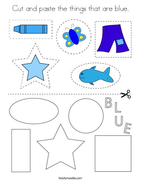 Cut and paste the things that are blue Coloring Page - Twisty Noodle Blue Crafts Preschool, Color Blue Crafts For Toddlers, Blue Coloring Page, Blue Worksheet, Color Blue Activities, Preschool Color Activities, Colors For Toddlers, Shape Activities Preschool, Twisty Noodle