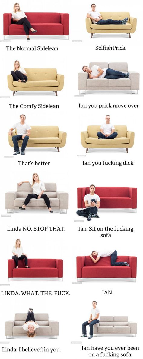 A guide to your favorite sofa sitting positions. I lost it lol Dead By Daylight Fanart, Memes Humor, Intj, Laughing So Hard, Funny Pins, Infp, Infj, Best Funny Pictures, Tumblr Funny