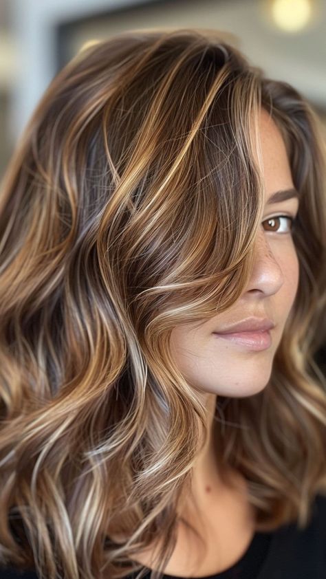 Top 25 Hair Colors for Olive Skin Tones: Instant Transformation Guide | Lookosm Warm Tone Highlights Brunettes, Hair Colors For Olive Skin, Warm Caramel Highlights, Olive Skin Tone Hair Color, Blonde Caramel Highlights, Fall Blonde Hair Color, Hair Color Mahogany, Skin Tone Hair Color, Fall Blonde Hair