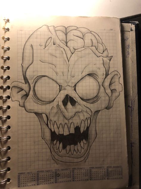 Zombie Skull Drawing, Zombie Drawings Easy, Rob Zombie Art Drawings, Scary Zombie Drawing, Zombie Reference Drawings, Drawing Black And White Sketches, Metal Head Drawing, Zombie Art Reference, Zombieland Aesthetic