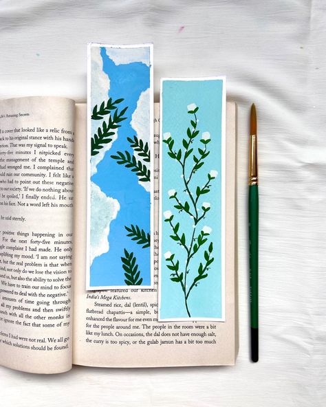 Handmade bookmarks . Sky bookmark . Floral bookmark . Gouache bookmark . Aesthetic bookmark Bookmark Painting Ideas Aesthetic, Gouache Bookmarks Ideas, Bookmark Gouache, Bookmark Watercolor Ideas, Bookmarks Handmade Aesthetic, Bookmark Painting Ideas, Gouache Bookmark, Bookmark Ideas Aesthetic, Sky Bookmark