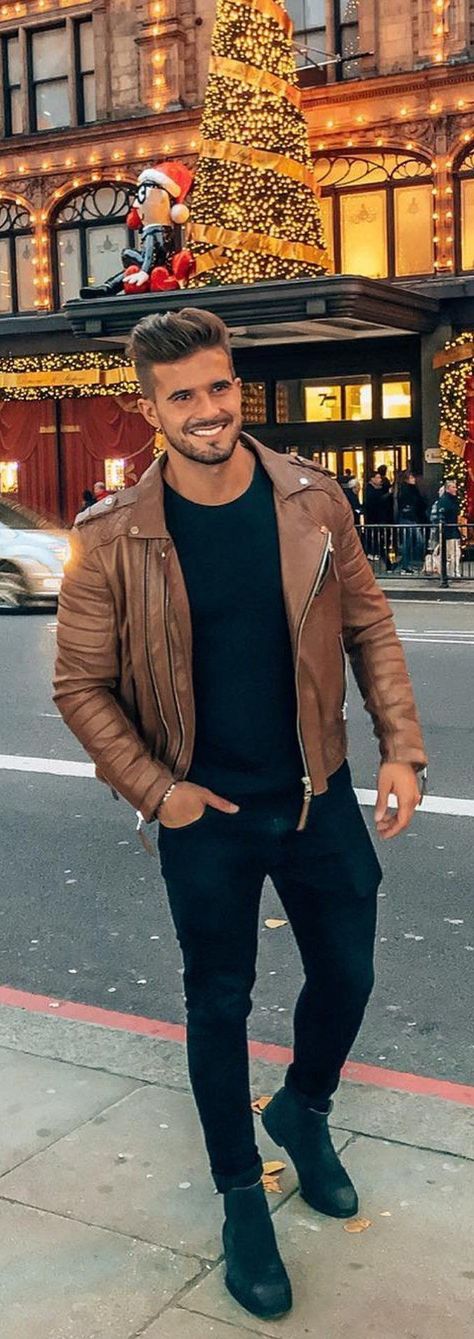 Brown Leather Jacket Outfit, Leather Jacket Outfit Men, Brown Leather Jacket Men, Mens Fashion Blog, Leather Jacket Outfits, Mens Fashion Casual Outfits, Jacket Outfit, Men Fashion Casual Outfits, Brown Leather Jacket