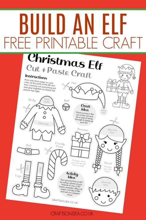 Elf Images Free Printable, Build An Elf Printable, Build A Christmas Tree Printable, Elf On The Shelf Coloring Free Printable, Elf Cutouts Free Printable, Elf Crafts For Kids, Christmas Templates Free Printable, Elf Printables Free, Elf Template