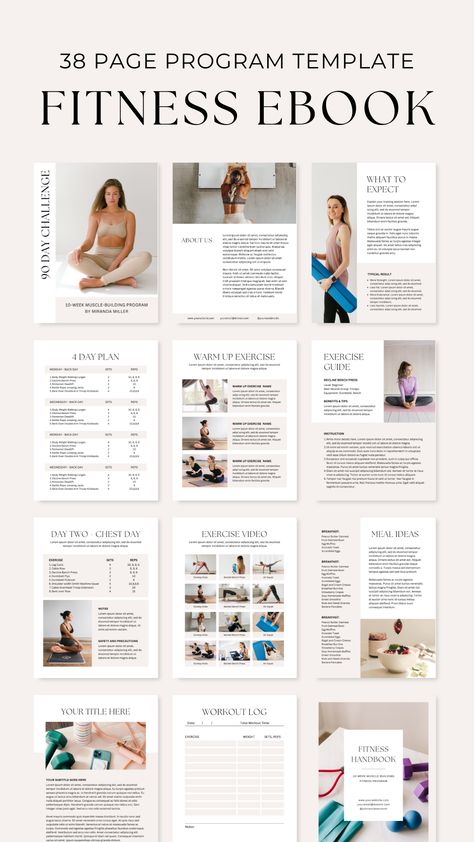 Fitness Ebook Template | Fitness Program Planner | Workout Personal Training | Gym Packet Fitness Newsletter Ideas, Fitness Program Template, Fitness Ebook Template, Personal Trainer Content Ideas, Online Fitness Coaching Business, Online Coaching Fitness, Nurse Coaching, Wellbeing Coach, Gym Marketing