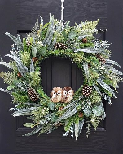 Natural Winter Wreath, Winter Wreaths For Front Door January, Winter Door Wreaths After Christmas, Owl Wreaths For Front Door, Year Round Wreaths For Front Door, Wreath Ideas Year Round, Winter Wreaths After Christmas, Home Made Wreaths, January Wreath Ideas