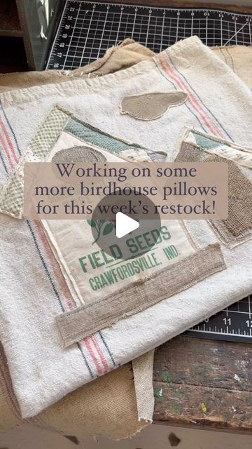 Christina Wade on Instagram: "Made entirely from vintage grain sacks, antique quilts, and antique German grain sacks. Website restocks every Sunday at 7 PM ET.   #smallbusinessownersclub #handmadesmallbusiness #antiquetextiles #grainsacks #antiquequilts #sewingroom #vintagefarmhousedecor #sewingroomorganization #antiquefarmhouse #myantiquedhome #thecottagejournal #upcycledfabric #handmadesewing #makersgonnamake" Vintage Grain Sack, Grain Sack Fabric, Sewing Room Organization, Vintage Farmhouse Decor, Grain Sack, Feed Sacks, Antique Quilts, Antique Textiles, Antique Farmhouse