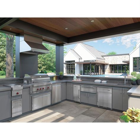 Designed for your outdoor built-in kitchen this burner module is perfect for side dishes or sauce while you grill your main course in your Wolf Built in grill. | Roth Distributing 13" Built-In Liquid Propane Side Burner Module in Stainless Steel | Nebraska Furniture Mart Parrilla Exterior, Luxury Outdoor Kitchen, Small Outdoor Kitchens, Outdoor Cooking Spaces, Kitchen Suite, Kitchen Ikea, Indoor Kitchen, Gourmet Meals, Modern Outdoor Kitchen