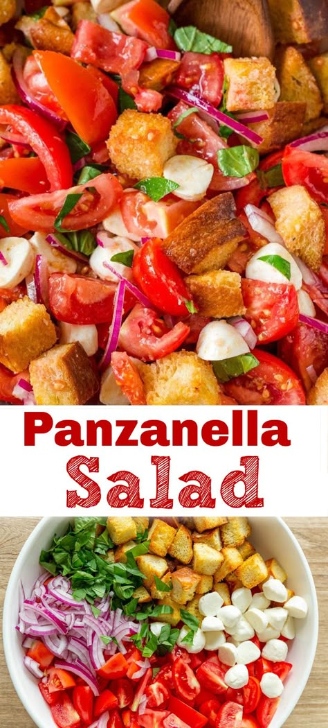 Tomato Bread Salad, Homemade Vinaigrette Dressing, Italian Bread Salad, Natashas Kitchen, Panzanella Salad Recipe, Panzanella Recipe, Homemade Vinaigrette, Tomato Bread, Tomato Salad Recipes