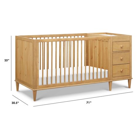 The Marley collection, with its clean lines, mid-century style, and playful legs, is the perfect contemporary centerpiece for any modern nursery. The Marley 3-in-1 Crib and Changer is functional and stylish, designed to grow with baby as it converts from a crib to a toddler bed, and day bed. For extra storage, pair this crib and changer combo with the collection's matching Marley 3-Drawer and 6-Drawer Dressers. Discover Marley's modern charm in this versatile crib and changer combo, offering both style and functionality. The Marley 3-in-1 Convertible Crib and Changer will grow with your little one from baby to toddler and beyond, with its crib, toddler bed, and daybed options. The changer, complete with a changing pad, provides ample space for diaper changes and ample storage for baby esse Crib Changing Table Combo, Bedroom And Nursery Combo, Cosleeper Crib, Crib And Changing Table Combo, Davinci Crib, Mid Century Modern Nursery, Crib Toddler Bed, Toddler Beds, Adjustable Mattress