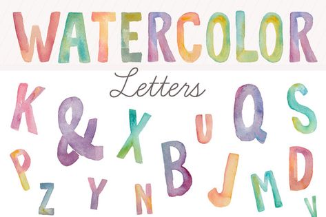 Watercolor Letters - These fun watercolor letters were handpainted and then uploaded for you digital design use. http://crtv.mk/sMW9 Letters Watercolor, Kombinasi Font, Watercolor Letters, Watercolor Font, Watercolor Alphabet, Watercolor Dots, Business Fonts, Hand Drawn Fonts, Watercolor Lettering