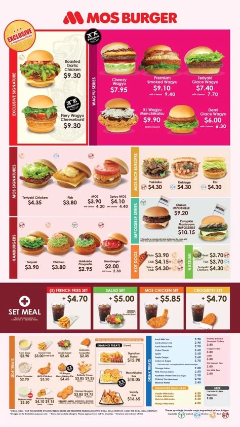 Mos burger Singapore Menu Japanese Burger, Roasted Garlic Chicken, Plant Based Burgers, Burger Menu, Kids Meal, Main Menu, Teriyaki Chicken, Japanese Restaurant, Roasted Garlic