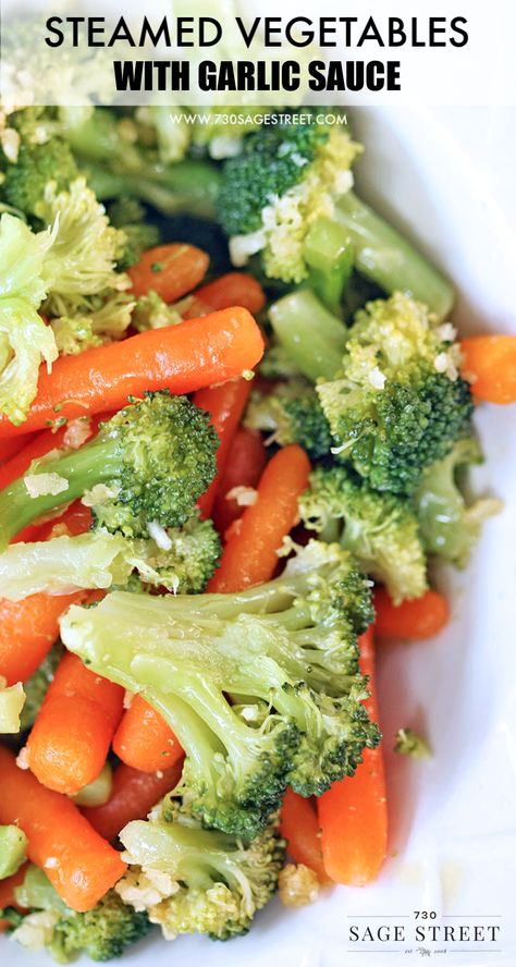 Perfectly steamed vegetables drizzled with garlic and oil sauce make a great veggie side dish that is sure to be a crowd pleaser. #veggies #sidedish #broccoli #carrots Steam Vegetables Recipes, Steamed Food, Steam Food, Broccoli And Carrots, Steam Vegetables, Garlic And Oil, Garlic And Olive Oil, Bamboo Steamer, Pasta Vegetariana