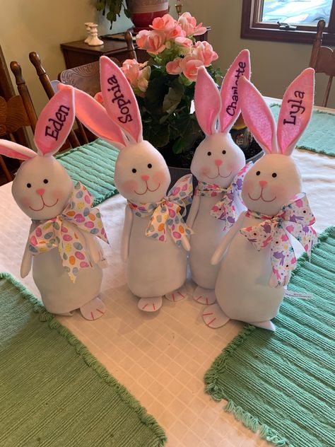 Dollar Tree Bunnies Makeover, Dollar Tree Bunny Crafts, Dollar Tree Bunny, Dollar Tree Easter Crafts, Bunny Decorations, Easter Rabbits, Custom Bunny, Easter Gnomes, Easter Printables Free