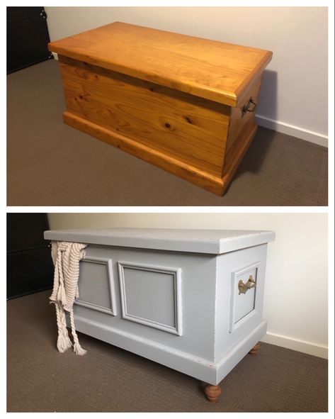 Refurbished Blanket Chest, Upcycled Wooden Chest, Wooden Chest Trunk Makeover, Wooden Toy Chest Makeover, Refurbished Toy Chest, Ceader Chest Makeover, Upcycled Toy Chest, Chest Diy Makeover, Diy Furniture Build