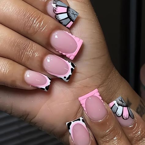 Design Ongles Courts, Nagellack Trends, Hard Nails, Easy Nails, Colored Acrylic Nails, Girly Acrylic Nails, Nagel Tips, French Tip Acrylic Nails, French Acrylic Nails