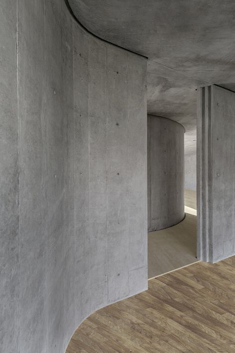 P House,© Enrique Macías Corrugated Concrete, Houses In Mexico, Concrete Interiors, Concrete Houses, Concrete Architecture, Concrete Walls, Concrete Home, Curved Walls, Concrete House