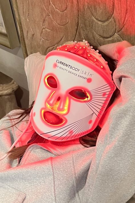 Current Body LED Mask Review Led Light Face Mask, Led Face Mask Aesthetic, Currentbody Led Mask, Red Light Mask Aesthetic, Current Body Led Mask, Led Skin Therapy, Red Light Therapy Face Mask, Red Light Face Mask, Led Mask Aesthetic