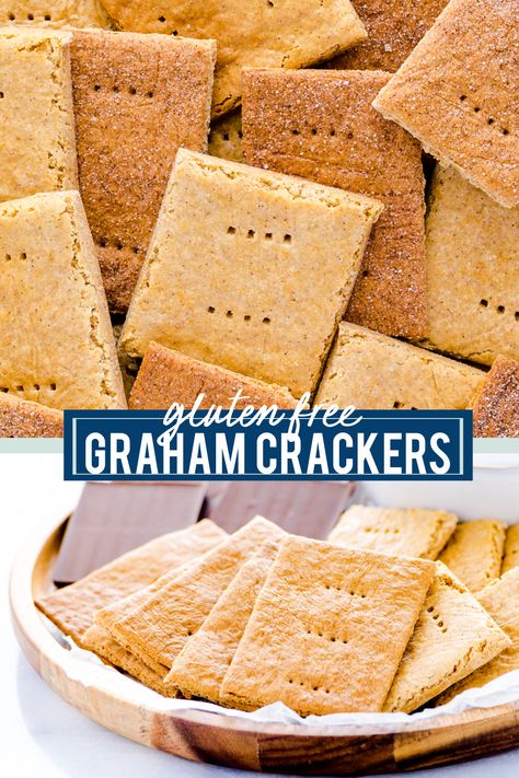 Learn how to make Gluten Free Graham Crackers! They’re simple to make with pantry ingredients and are more economical than store-bought. Make Honey Grahams or Cinnamon Graham Crackers with this easy graham cracker recipe. They’re perfect for snacks and lunch boxes. Use them in icebox cake recipes, for S’mores, or make gluten free graham cracker crumbs for cheesecakes or pies. Recipe from @whattheforkblog - visit whattheforkfoodblog.com for more gluten free baking and gluten free dessert ... Gluten Free Graham Cracker Recipe, Graham Cracker Dough, Graham Cracker Recipe, Cinnamon Graham Crackers, What The Fork, King Arthur Gluten Free, Cracker Recipe, Smores Pie, Graham Cracker Recipes