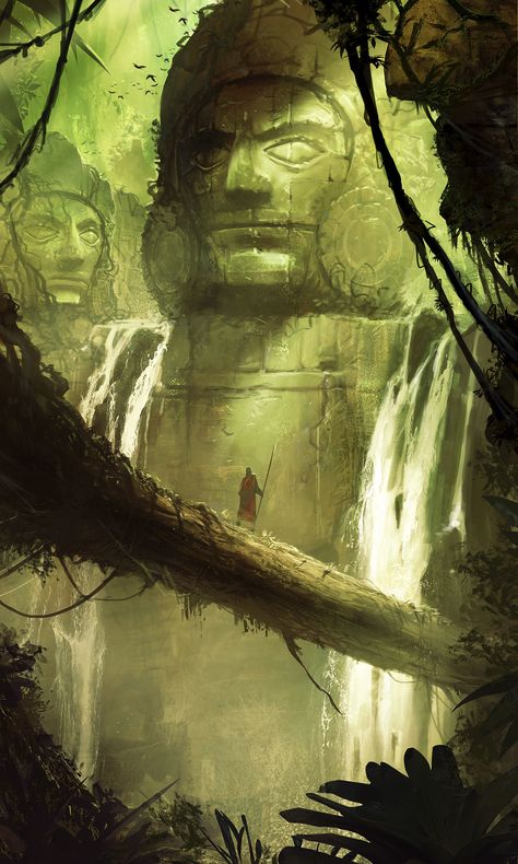 ArtStation - Big heads jungle, Pascal Quidault Jungle Warriors, Jungle Life, Jungle Art, Jungle Adventure, Location Inspiration, Fantasy City, Fantasy Castle, Fantasy Setting, Fantasy Places