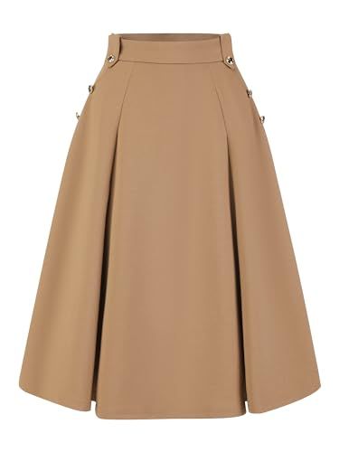 Allegra K Women's High Waist Button Decor Vintage Pleated Flared Midi Skirt Flared Midi Skirt, Button Decor, Midi Flare Skirt, Fall Winter Dresses, Modest Skirts, Office Outfit, Fall Dress, Jesus Art, Office Outfits