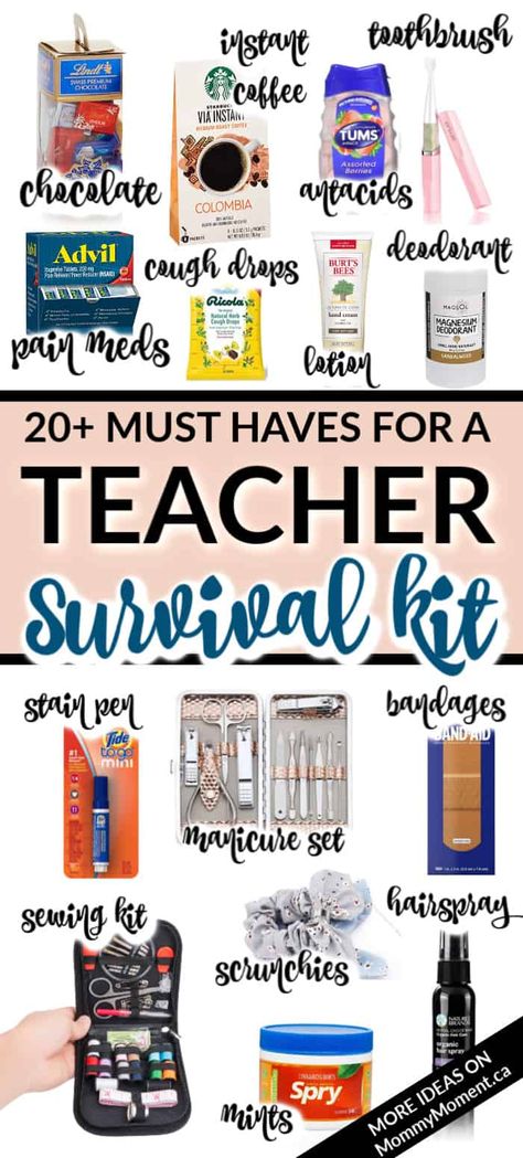 Teacher Emergency Kit, Teacher Survival Kit, Teacher Needs, Survival Kit Gifts, Survival Kit For Teachers, Teacher Survival, Teacher Must Haves, First Week Of School, First Year Teachers