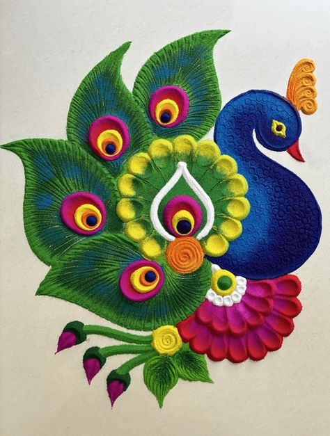 Advanced Rangoli Design Images (Kolam Ideas) Flower Color Rangoli Designs, Rangoli Images Beautiful, Rangoli Designs From Paint, Rangoli Designs 2024 Diwali, Ragoli Color Design 2024 New, Beautiful Rangoli Ideas, Easy And Beautiful Rangoli For Diwali, Diwali Rangoli Image, Rangoli Ideas Peacock