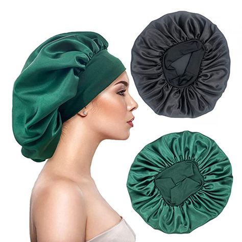 Satin Bonnet Natural Hair, Hair Wraps For Sleeping, Silk Hair Bonnets, Sleeping Hat, Night Hair, Night Hairstyles, Silk Bonnet, Bonnet Cap, Hair Supplies