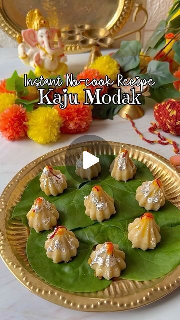 Foodklick on Instagram: "✨ No cook Kaju Modak ✨

This Ganeshotsav Special Cashew/Kaju Modak recipe is quick and easy to make and creates modaks with perfect texture that just melt in your mouth.

Ingredients:
✨1 cup Cashews/Kaju
✨1/2 cup Powdered Sugar
✨Dash of Milk
✨Pistachios/Pista
✨Saffron threads

.
.
.
#instant #nocook #kaju #modak #sweets #cashew #ganeshfestival #ganeshchaturthi #ganpati #sweet #food #reels #reelsvideo #foodreels #recipe #foodporn #easyrecipes #indianfood #foodblogger #foodvideo #mithai #dessert #foodstyling #festive #reelsvideo #indiansweeet #reelsindia #trendingreels" Easy Modak Recipe, Mithai Recipe, Modak Recipe, Food Reels, Saffron Threads, No Cook, Sweet Food, Ganesh Chaturthi, Melt In Your Mouth