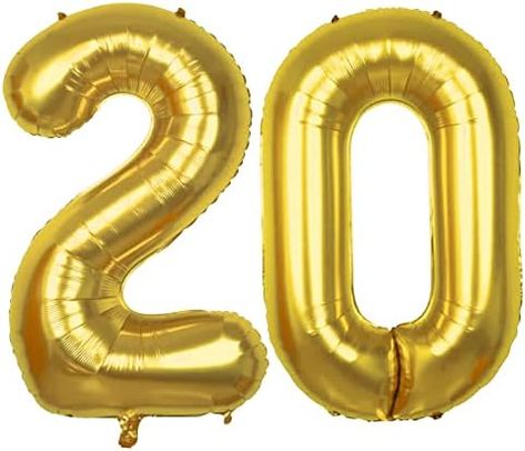 20 Number, Diy Photo Book, 20 Year Anniversary, Anniversary Event, School Dance, 20th Birthday, Number Balloons, Gold Balloons, Gold Birthday