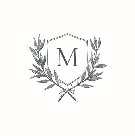 Monogram Wedding Crest, Initial Wreath, Instant Digital Download, Single Letter M, DIY Wedding Invit Wedding Invitation Logo, Logo Family, Diy Wedding Programs, Diy Wedding Invitation, Initial Wreath, Crest Monogram, Wedding Crest, Monogram Wreath, Single Letter