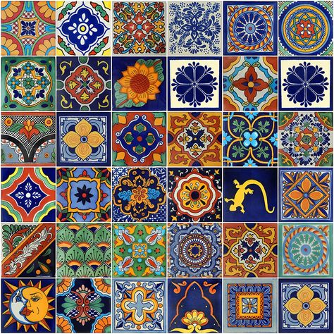 Latin Decor, Talavera Backsplash, Talavera Art, Mexican Kitchen Decor, Outdoor Kitchen Countertops, Tiles Handmade, Mexican Talavera Tile, Mexican Tiles, Mexican Kitchens