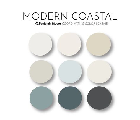 Modern Coastal Benjamin Moore Paint Palette Modern Neutral - Etsy Australia Coastal Paint Palette, Sherwin Williams Paint Neutral, Neutral Interior Paint Colors, Coastal Color Scheme, Colors For Home, Agreeable Gray Sherwin Williams, Coastal Paint Colors, Coastal Paint, Color Palette Interior Design